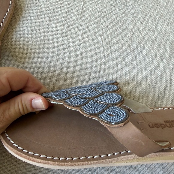 Free People NWT laidback London Blue hand beaded flat sandal Day Evening LOVE☀️ - Picture 5 of 11